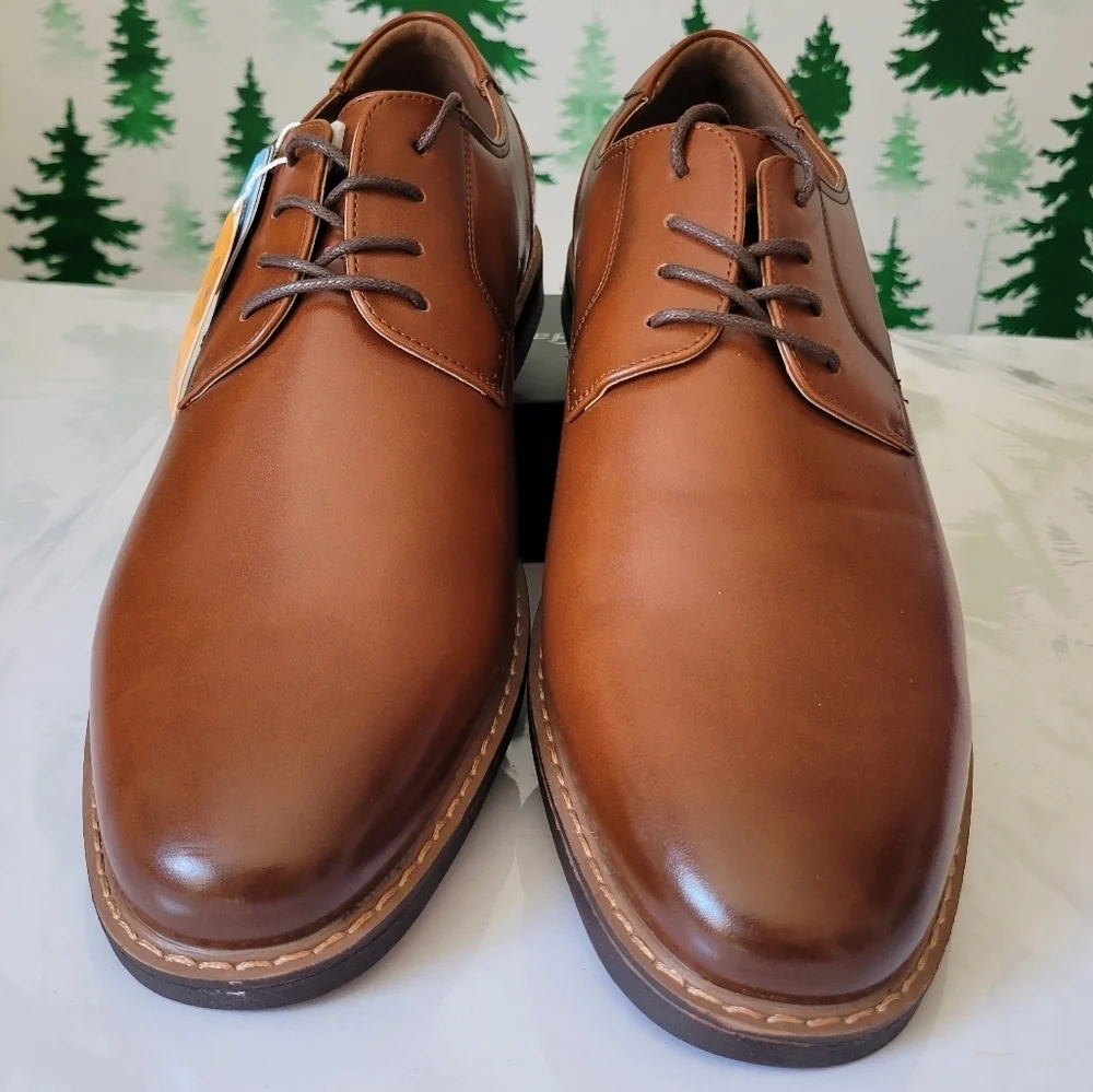 New Nunn Bush Men's Wide Fit Brown Leather Dress Shoes.